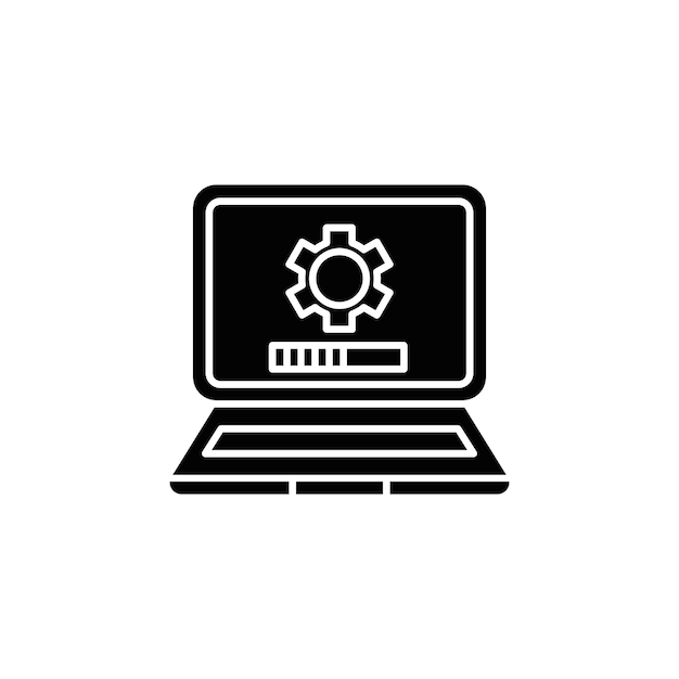 Computer-System-Update-Symbol Vektor flache dünne Linie Abbildung