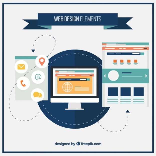 Computer-und Web-Elemente in flachen Stil