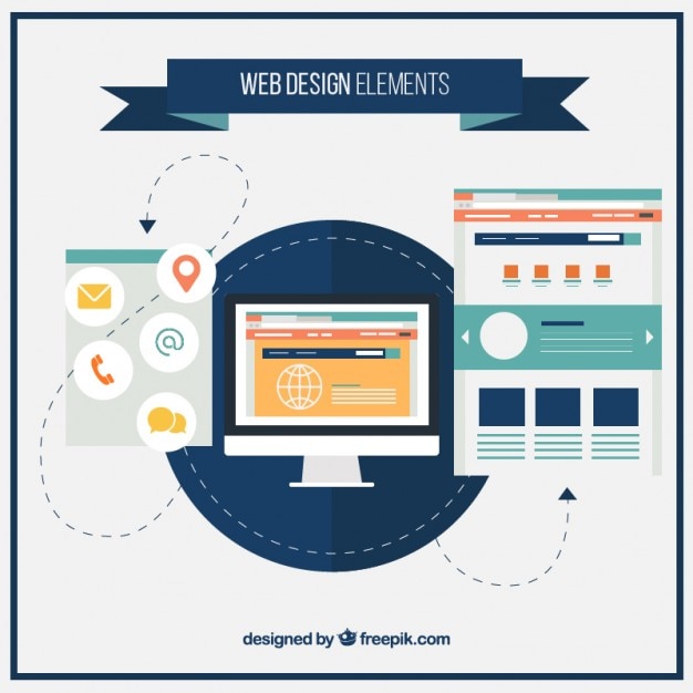 Vektor computer-und web-elemente in flachen stil