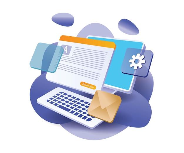 Computer-Web-Informationsartikel flaches Design