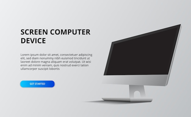 Computerbildschirm Desktop-Display Modell Produkt. Gerät isometrisch für Zielseite und Präsentation