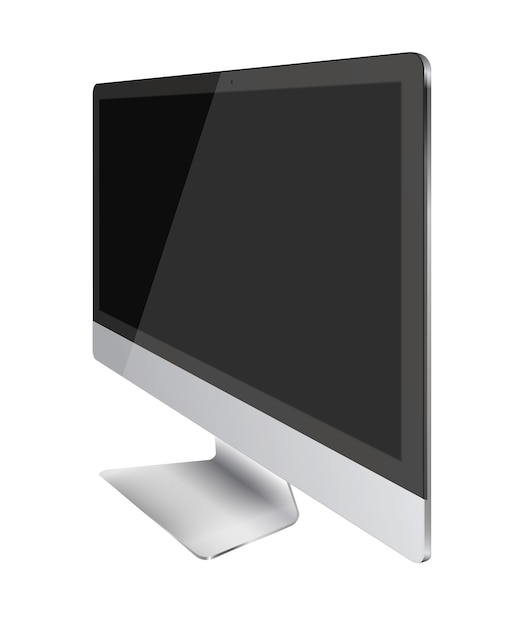 Vektor computerbildschirm mit schwarzem bildschirm isoliert