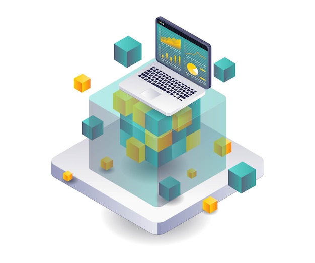 Computerdashboard für die Analyse von Blockchain-Geschäftsdaten