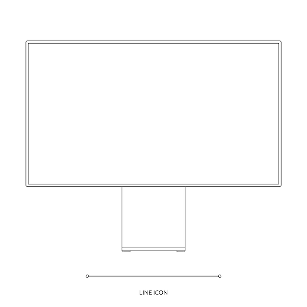 Computermonitor-umrisssymbol auf weißem hintergrund