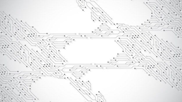 Computermotherboard-vektorhintergrund mit elektronischer beschaffenheit der elektronischen elemente der leiterplatte für