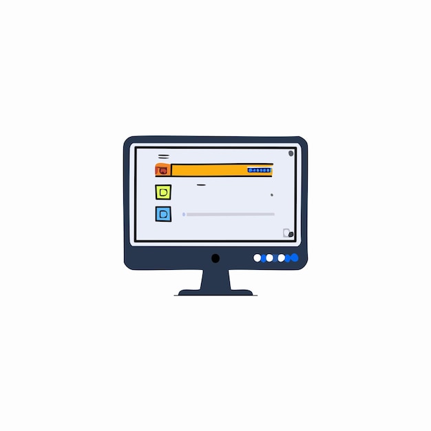 Computersymbol im flachen Stil mit Internet-Vektorillustration