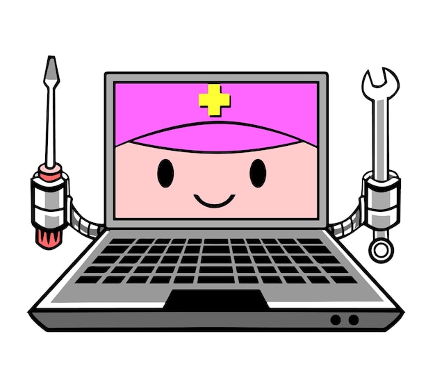 Vektor computertechniker im cartoon-stil