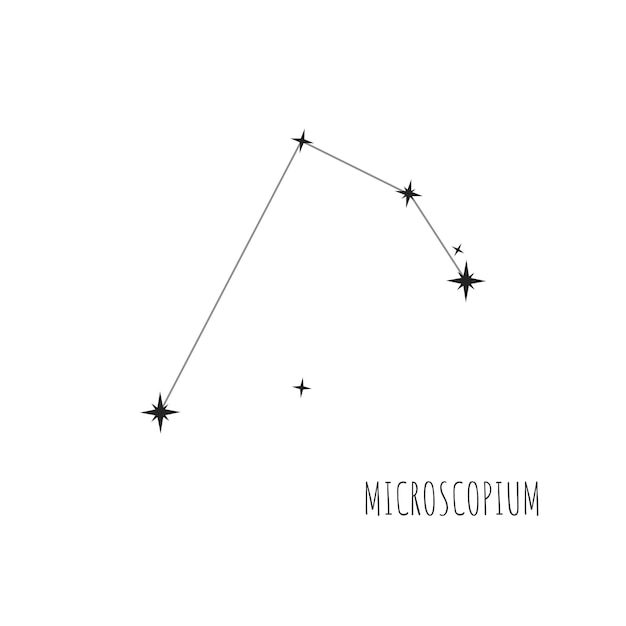 Constellation Microscopium Doodle Skizze lineares Symbol von 88 Konstellationen