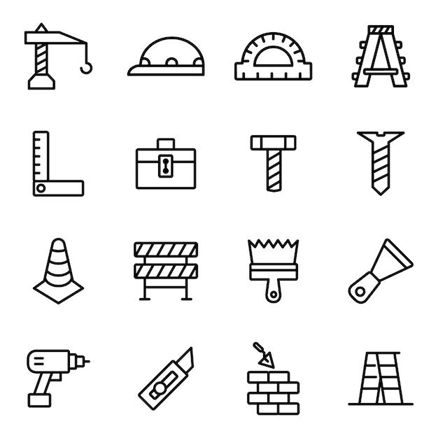 Constructon-tools-icon-pack, umriss-icon-stil
