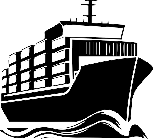 Containerschiff-Logo Monochrom-Design-Stil