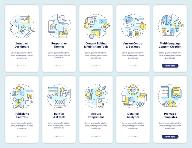 Content-Management-System zum Onboarding mobiler App-Bildschirmsätze
