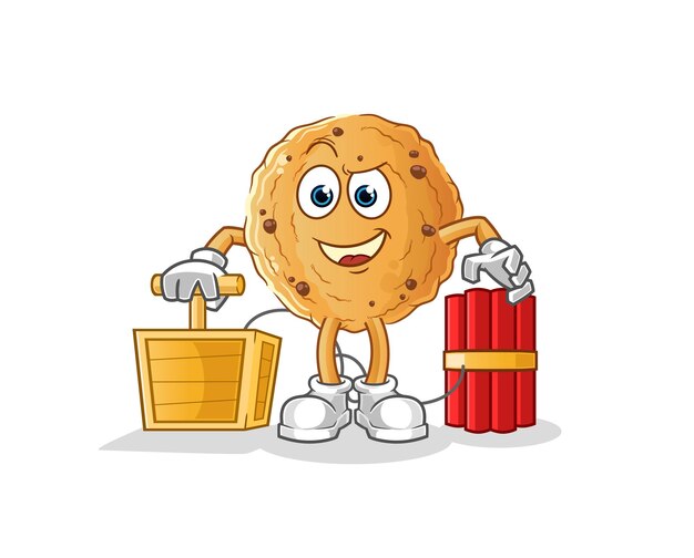 Cookie mit Dynamitzünder. Cartoon-Maskottchen-Vektor