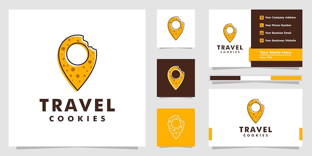 Cookie- und pin-logo und visitenkarten-design premium-vektor