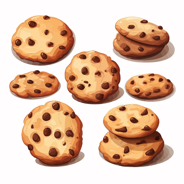 Vektor cookies_mit_schokolade_chips_vektor_set_isolated