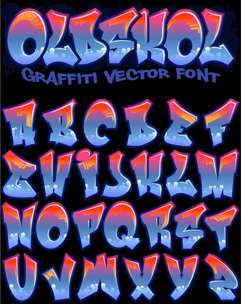 Vektor cool graffiti styled letter schriftart alphabet oldskol