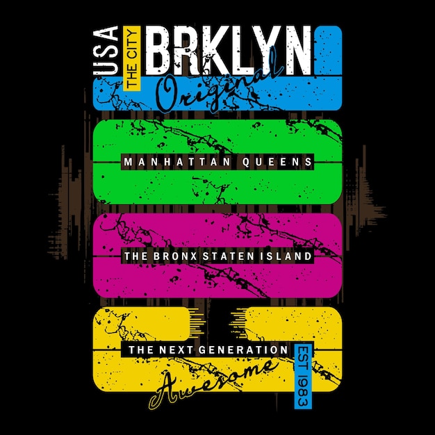 Vektor coole brooklyn-slogan-tee-grafikdesign-vektorillustration