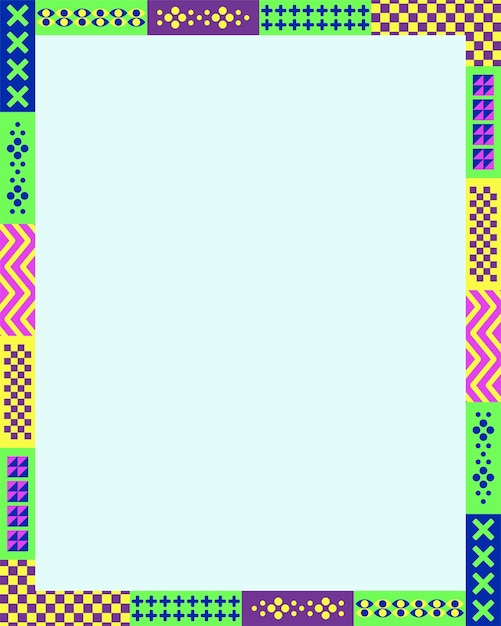 Coole geometrische abstrakte farbenfrohe rahmenhintergrund pop art vektormuster bannerform moderne