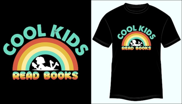 Coole kinder lesen bücher t-shirt design typografie vektorillustration