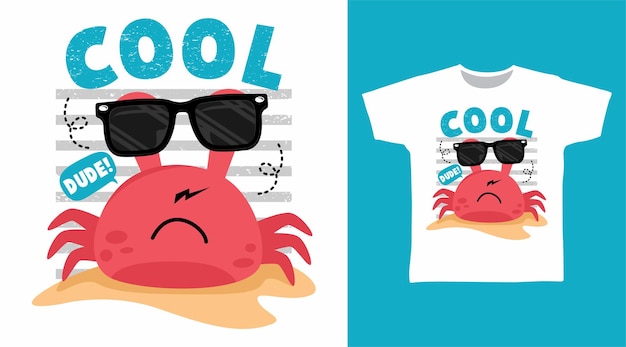 Coole krabbe mit brillen-t-shirt-design