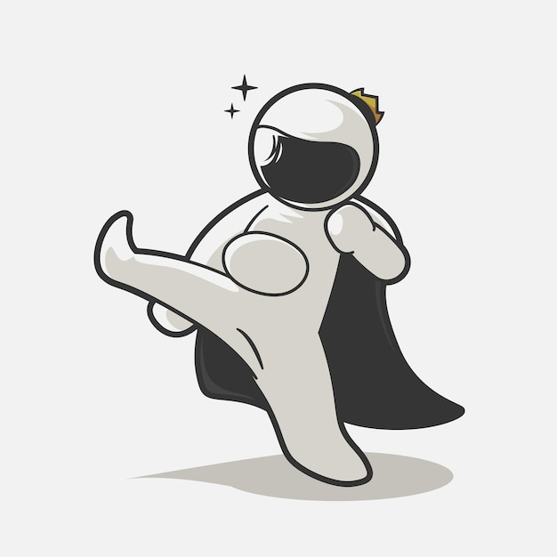 Coole kungfu-pose-kunstillustration des netten astronauten