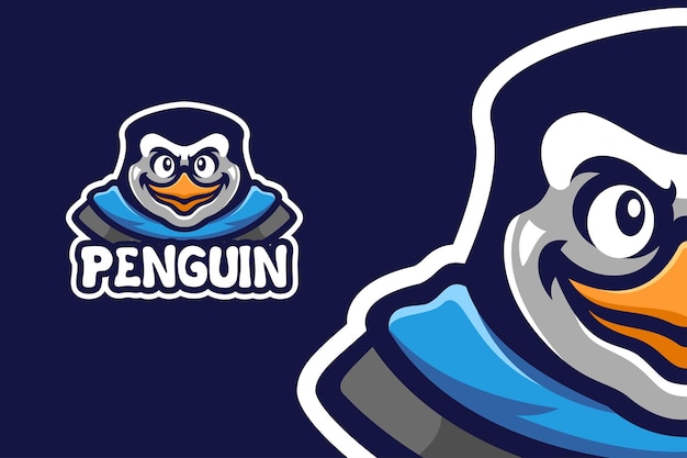 Coole pinguin-maskottchen-charakter-logo-vorlage