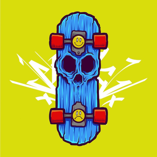 Coole zombie-schädel-illustration und t-shirt-design