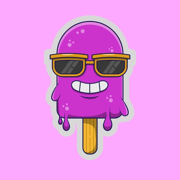 Cooler und glücklicher Eisknall-Illustrations-Cartoon