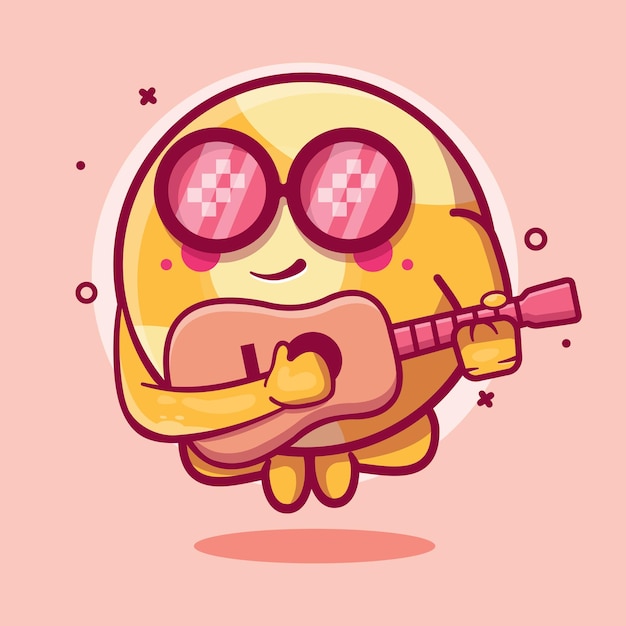 cooles Billardkugel-Charakter-Maskottchen, das Gitarre spielt, isolierter Cartoon im flachen Design
