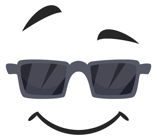 Vektor cooles gesicht mit sonnenbrille komischer ausdruck cartoon emoji