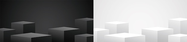 cooles minimalistisches Design schwarz-weißer geometrischer Podiumsanzeigehintergrund 3D-Illustrationsvektor