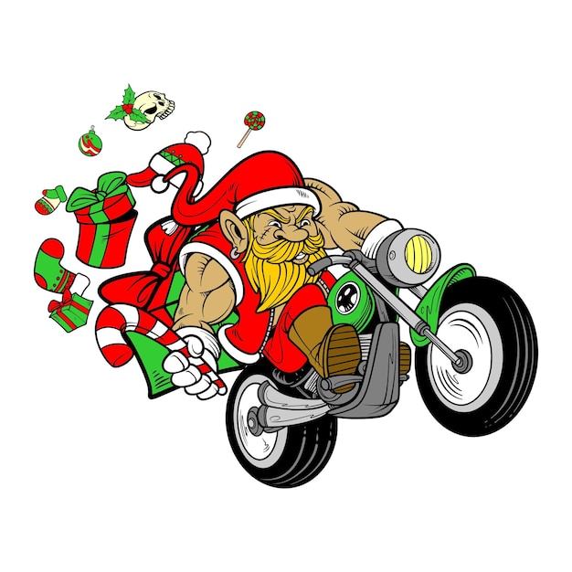 Cooles weihnachtsmann-biker-thema für weihnachten