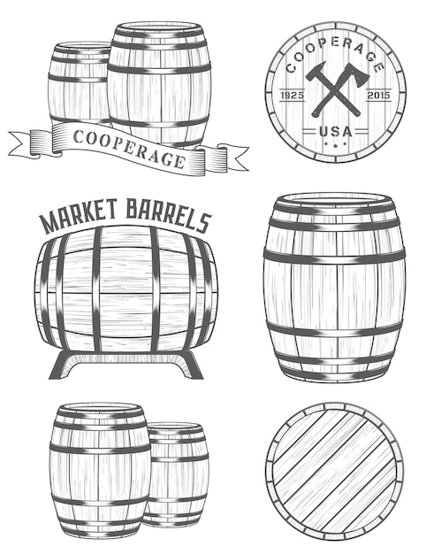 Vektor cooperage workshops logo-set