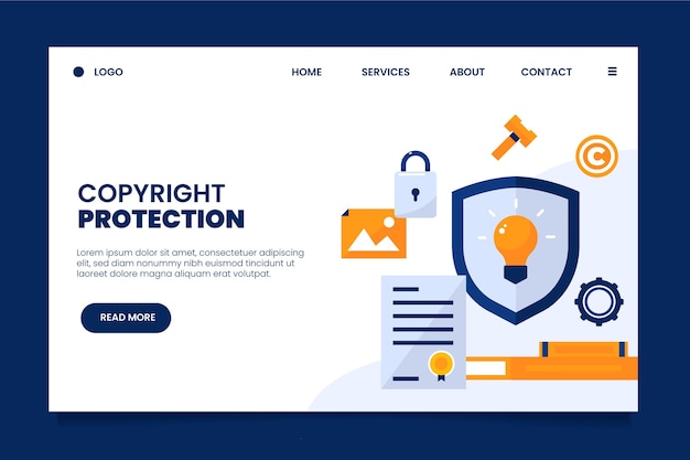 Copyright landing page mit schild