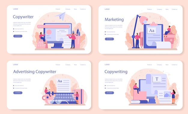 Copywriter-Webbanner oder Landingpage-Set