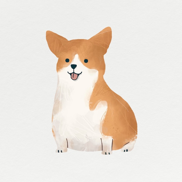 Corgi auf einem grauen Hintergrundvektor