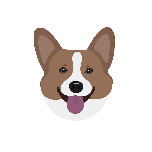 Corgi-Aufkleber Corgi-Clipart süßes Corgi-Gesicht isoliert auf weiß