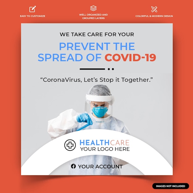 Corona virus awareness instagram social media post web banner vorlage vektor premium