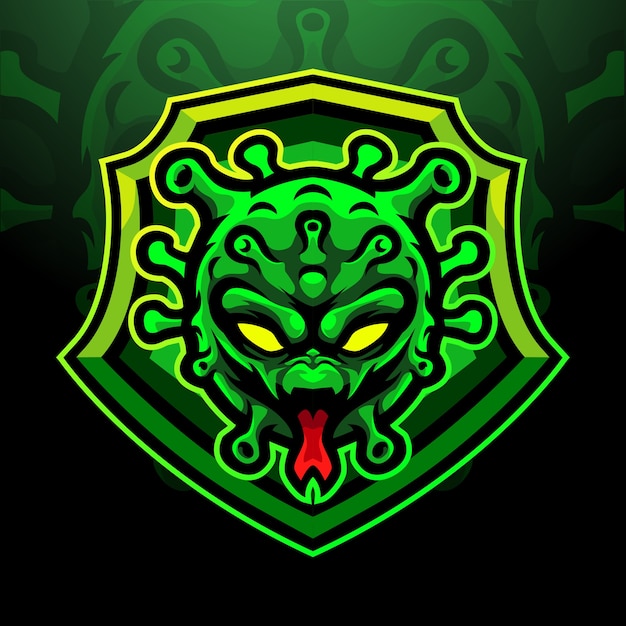 Corona virus esport logo maskottchen design