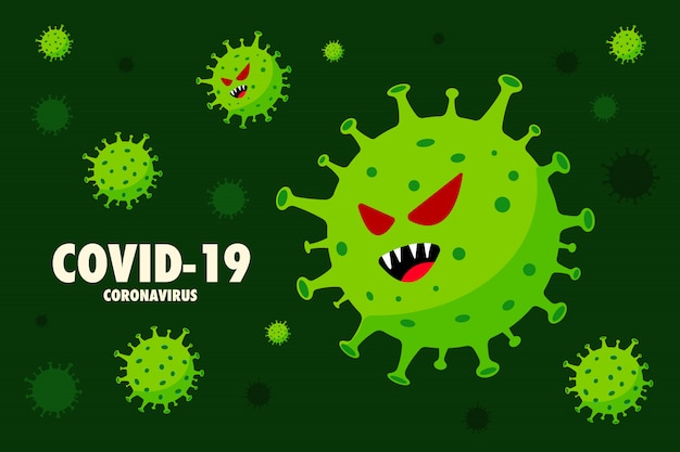 Corona-virus-vektoren abbildung. infektionskrankheiten. grüner hintergrund. für infografik gesund. ausbruch der globalen epidemiewarnung.