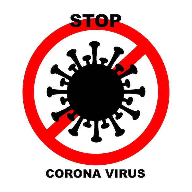 Coronavirus 2019nCoV Corona-Virus-Symbol Schwarz auf weißem Hintergrund isoliert Keine Infektion