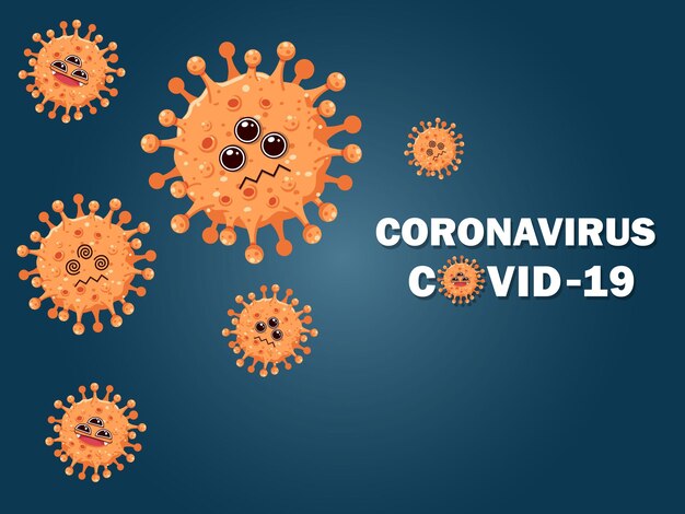 Coronavirus (COVID-19. Flacher Designausbruch des koronaren Virusvektors im Cartoon-Stil. Vektor-Illustration