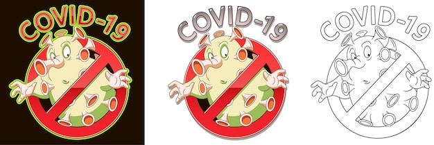 Coronavirus (covid-19. niedliche cartoon-clipart-figur und kinder-malseite.