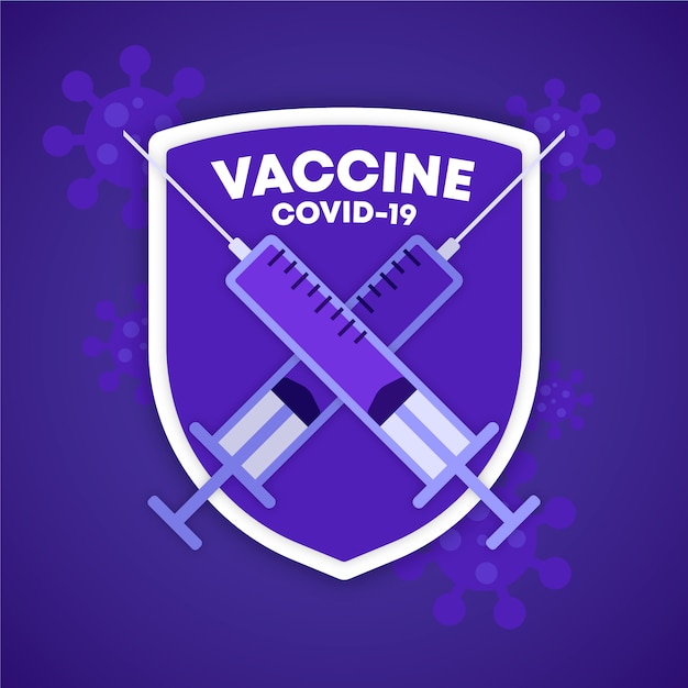 Coronavirus covid-19 vaccine shield, spritzen, injektionen, medizinisches forschungskonzept