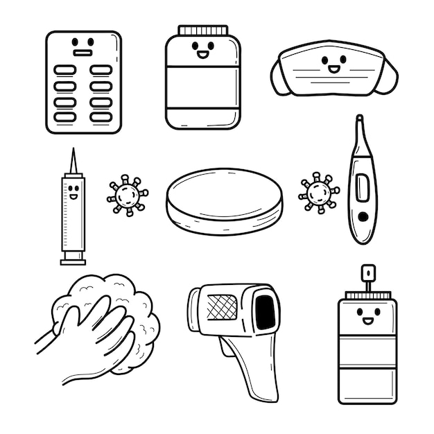 Coronavirus-doodle-set