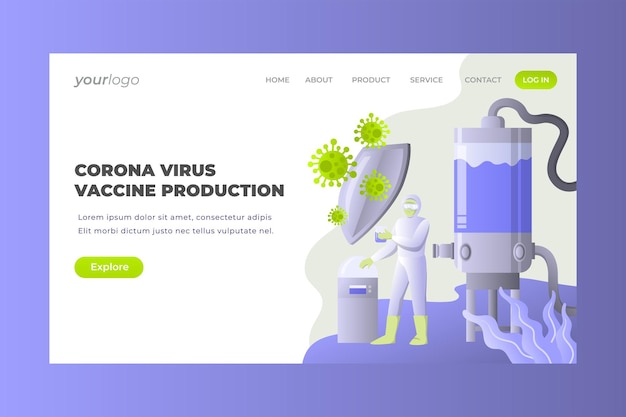 Coronavirus-impfstoffproduktion - vektor-landing page