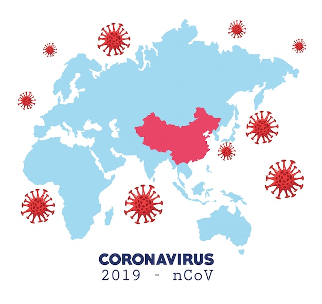 Coronavirus-infografik mit karte und vorabfällen