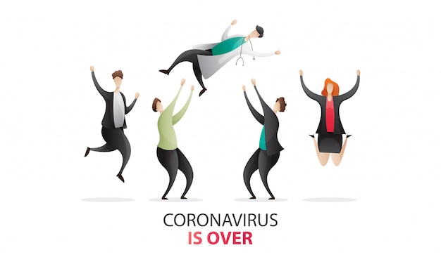 Coronavirus ist vorbei. illustrationskonzept.