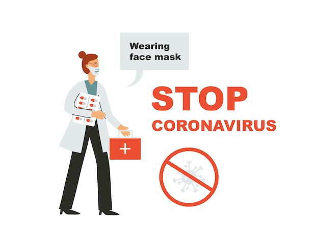 Coronavirus-poster mit ärzten.