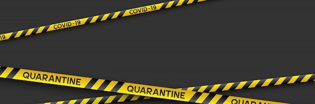 Coronavirus-quarantäne-banner mit streifen.