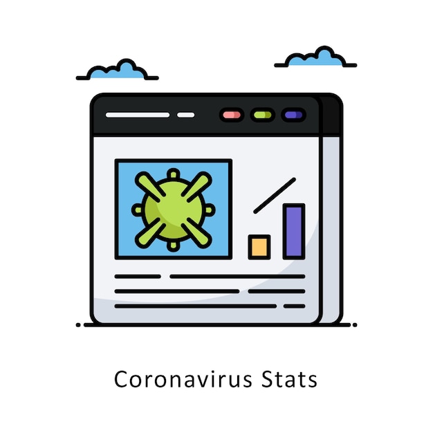 Coronavirus-Statistiken Vektor gefüllter Umriss-Ikonen-Stil-Illustration Symbol auf weißem Hintergrund EPS 10
